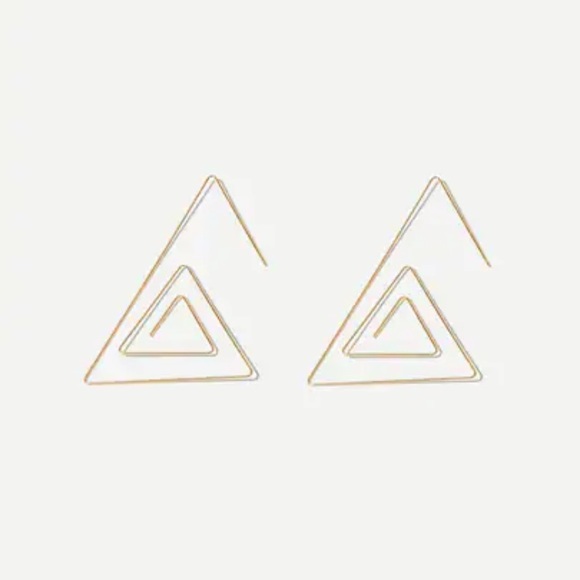 π΄Dainty Gold Triangle Layered Drop Jewelry Earrin - Picture 2 of 3